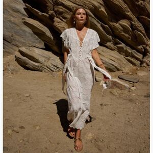 Natalie Martin x Madewell Monica Dress White Embroidered Eyelet Cotton Maxi XS